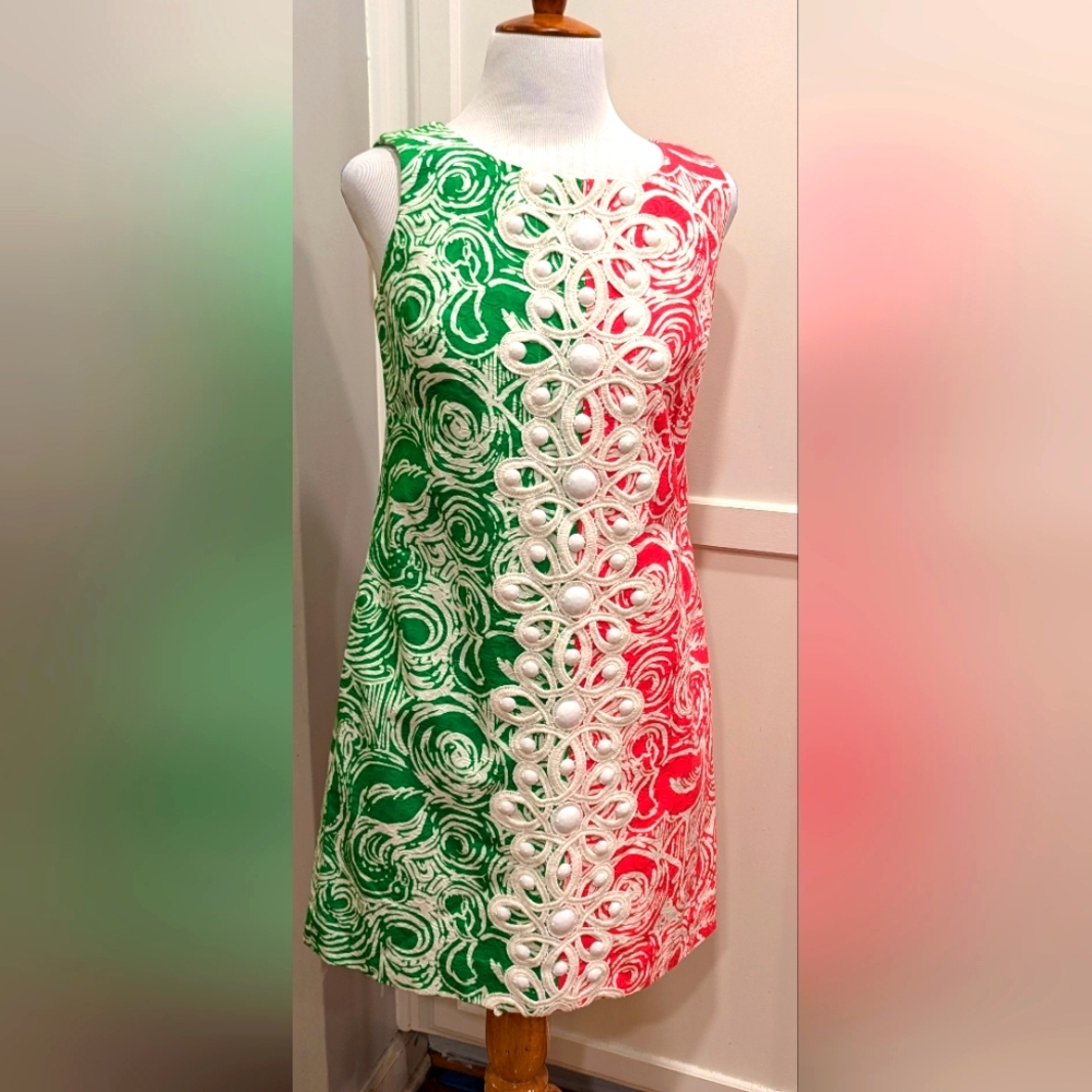 Lilly Pulitzer Jubilee Flam Alama Shift Dress - Size 2, Beaded and Beautiful